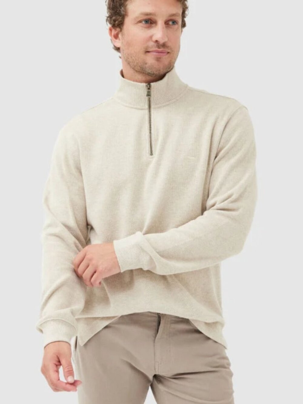 NWT Rodd & Gunn Alton Ave Quarter Zip Sweatshirt Men 3XL Camel Australian Cotton